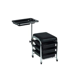 Salon & SPA Trolley with Storage Cart & Manicure Chair - Black