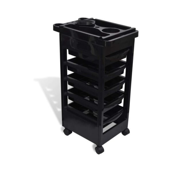 Hair Salon Plastic Trolley with Wheels - Black 4