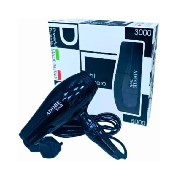 Adore Tech Proffessional Hair Dryer Hair Blower for Hair Stylist Black Italy