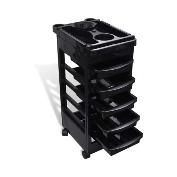 Hair Salon Plastic Trolley with Wheels - Black